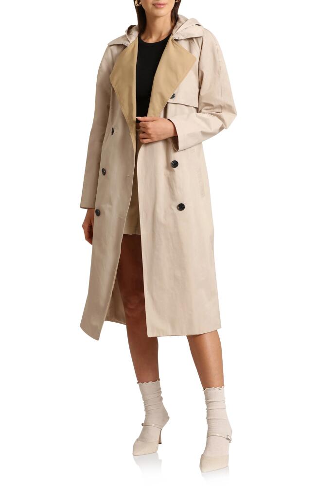 Avec Les Filles Two-Tone Belted Trench Coat in Khaki/Dark Khaki Cover