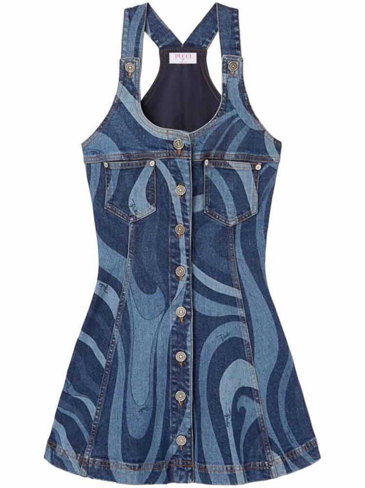 PUCCI Marmo-print denim minidress - Blue Cover