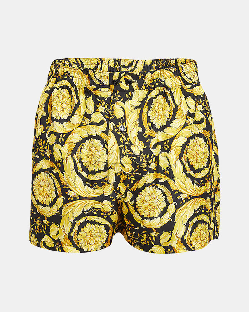 Versace Men's Silk Baroque-Print Pajama Shorts Cover