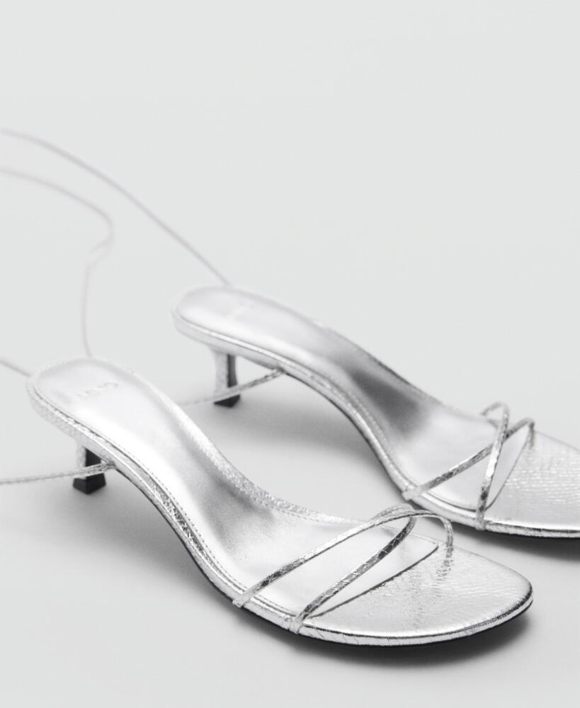 Mango Women's Strappy Heeled Sandals - Silver Cover