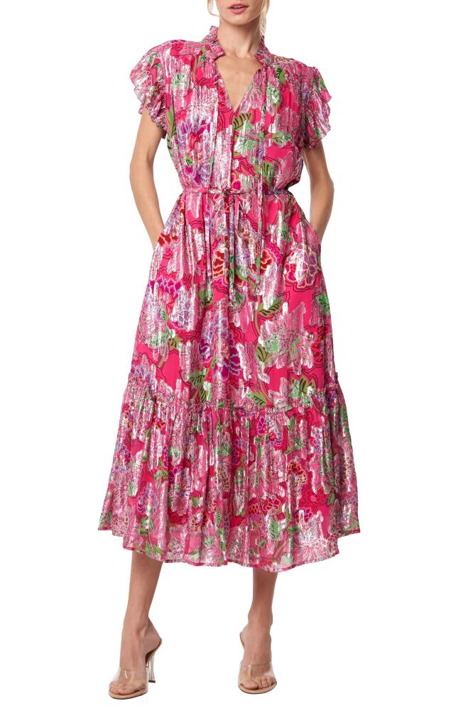 CIEBON Hilma Metallic Floral Print Maxi Dress in Pink Cover