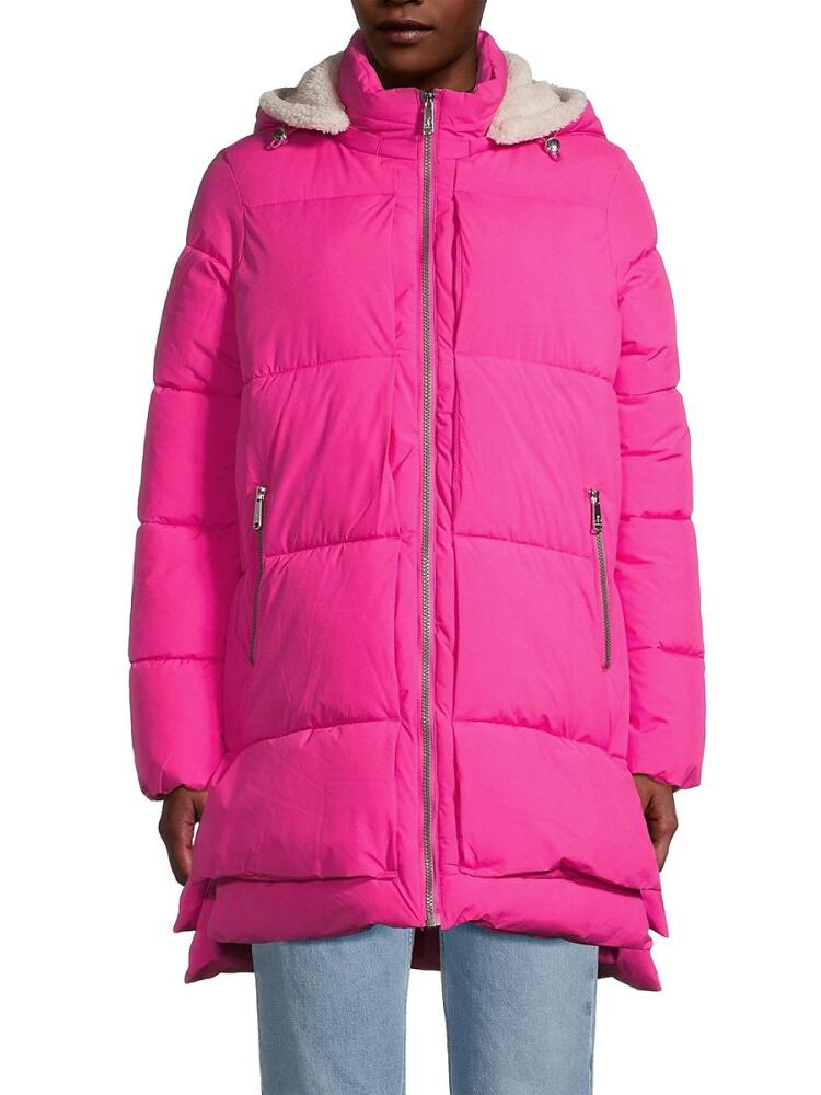 Sam Edelman Women's Hooded Puffer Parka - Bright Dahlia Cover