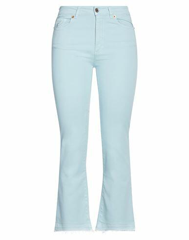 Avantgar Denim By European Culture Woman Pants Sky blue Cotton, Polyester, Elastane Cover