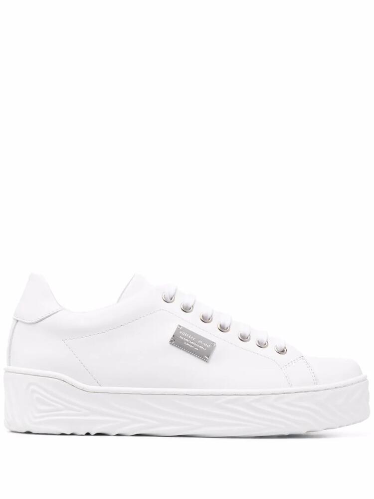 Philipp Plein logo-plaque lace-up sneakers - White Cover