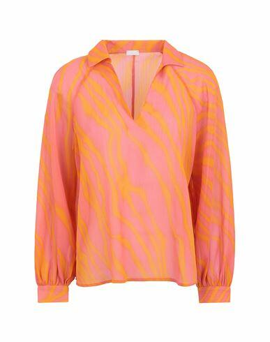 8 By Yoox Printed Chiffon V-neck Blouse Woman Top Orange Polyester Cover