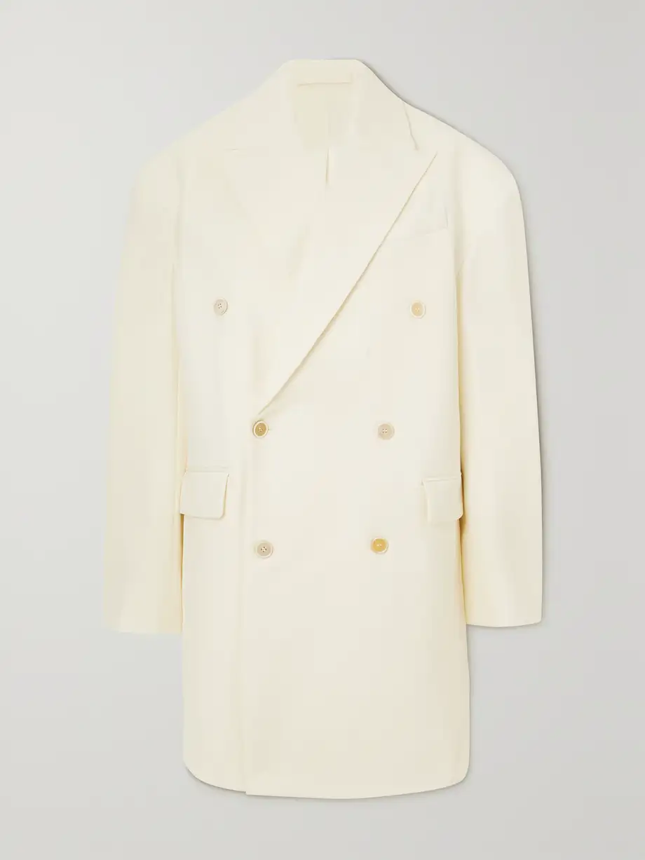 WARDROBE. NYC - Oversized Double-breasted Grain De Poudre Wool Coat - Off-white Cover