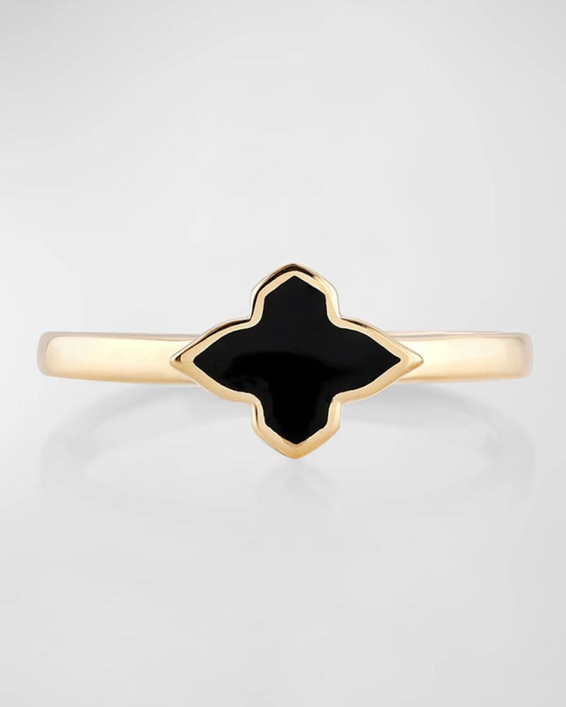 Farah Khan Atelier 18K Yellow Gold Piano Black Minimalistic Ring, Size 7 Cover