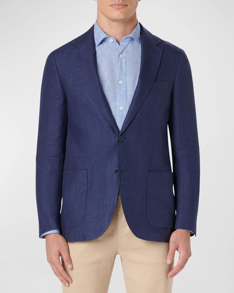 Bugatchi Men's Linen Single-Breasted Blazer Jacket Cover