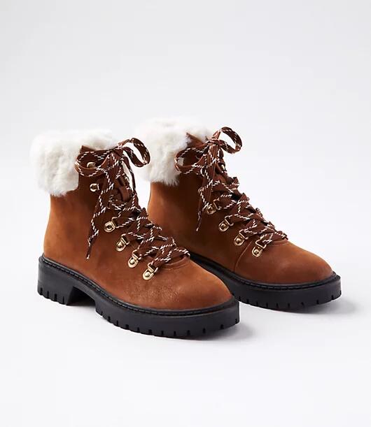 Loft Faux Fur Trim Hiking Boots Cover