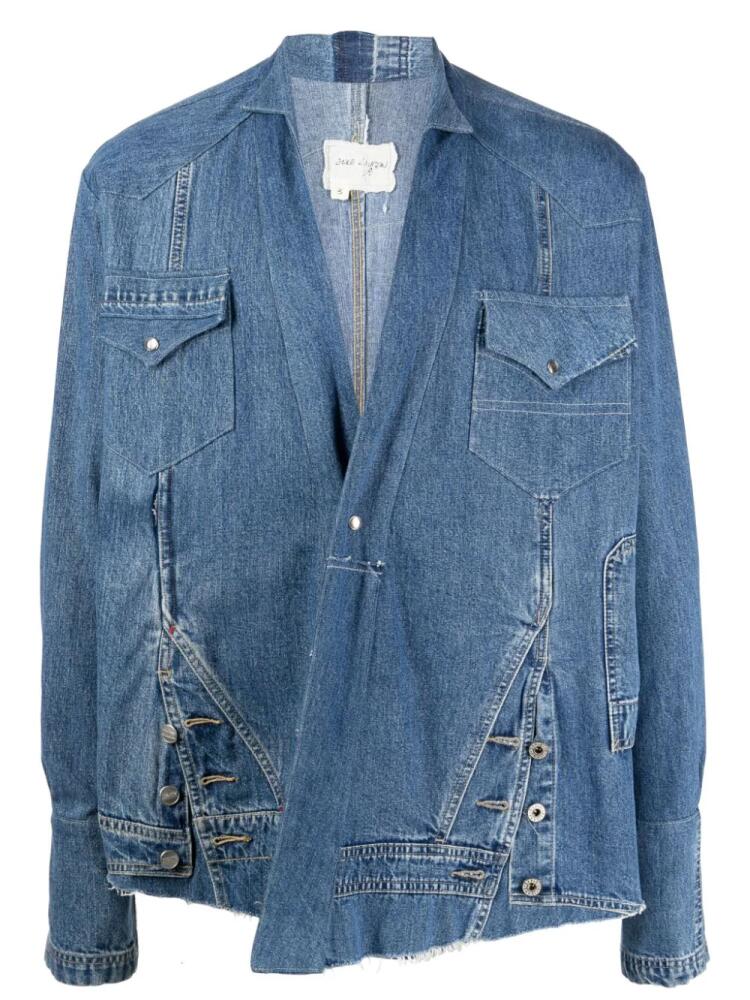 Greg Lauren asymmetric western denim jacket - Blue Cover