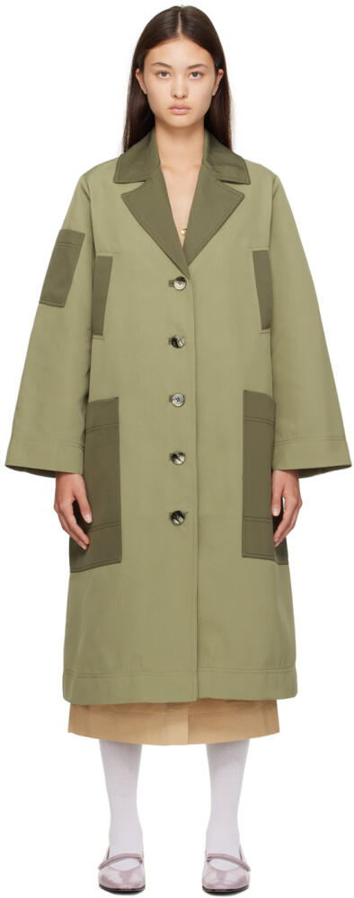 GANNI Khaki Heavyweight Coat Cover