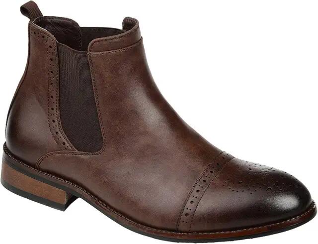 Vance Co. Garrett Cap Toe Chelsea Boot (Brown Man-made) Men's Shoes Cover