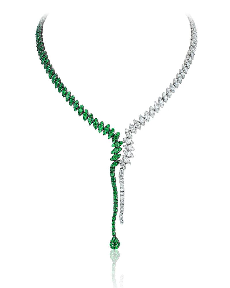 Andreoli 18K White Gold Tsavorite and White Diamond Necklace Cover