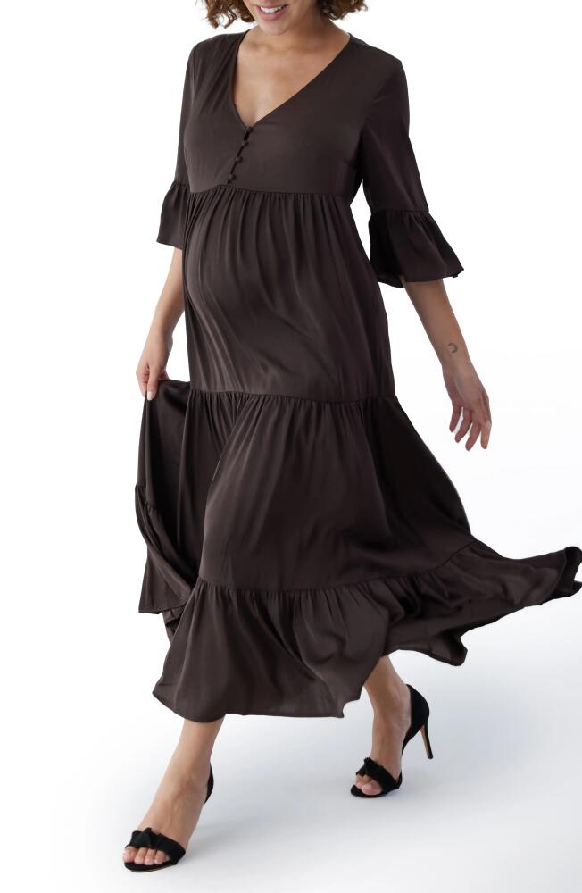 Ingrid & Isabel Tiered Maternity/Nursing Dress in Java Cover