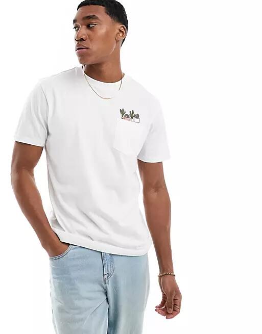 Threadbare cactus embroidery pocket T-shirt in white Cover