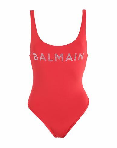 Balmain Swimsuit Woman One-piece swimsuit Red Polyester, Elastane Cover