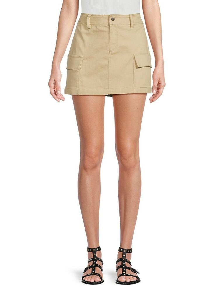 Lea & Viola Women's Solid Mini Cargo Skirt - Khaki Cover