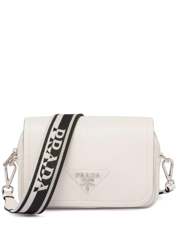 Prada logo-plaque leather shoulder bag - White Cover