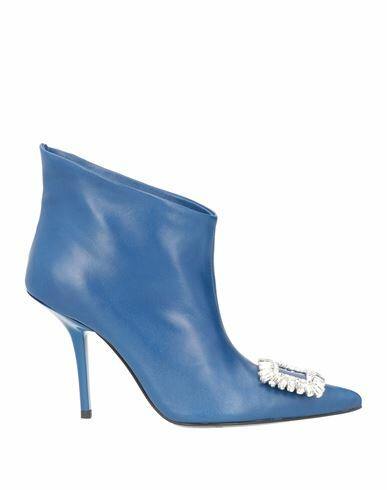 Eddy Daniele Woman Ankle boots Blue Soft Leather Cover