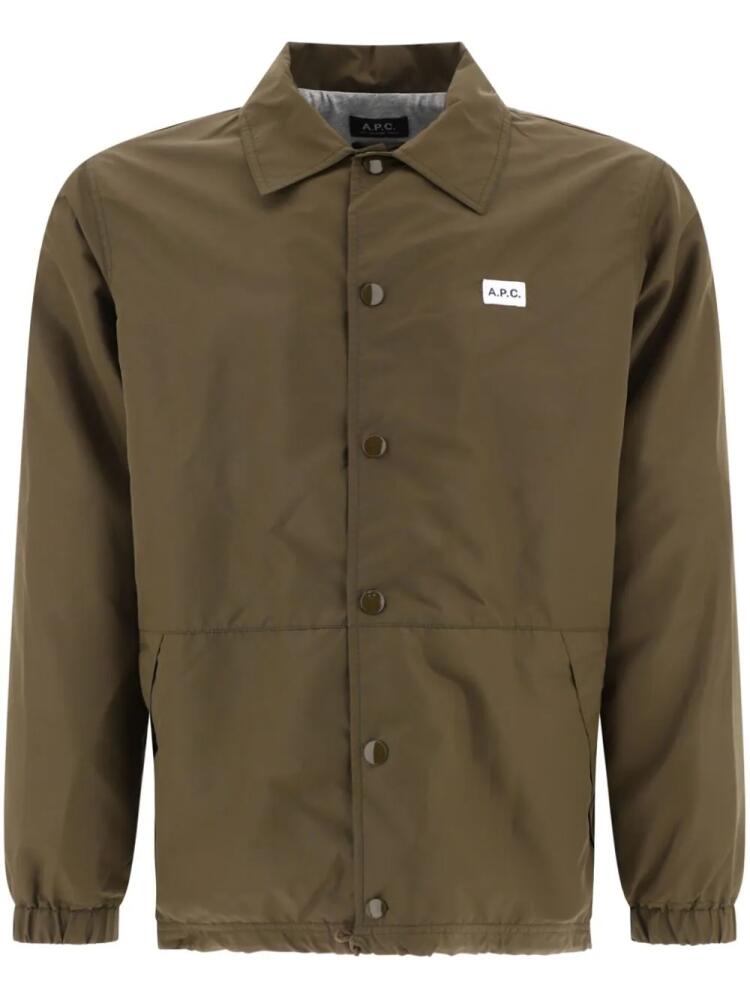 A.P.C. Aleksi logo-patch shirt jacket - Green Cover