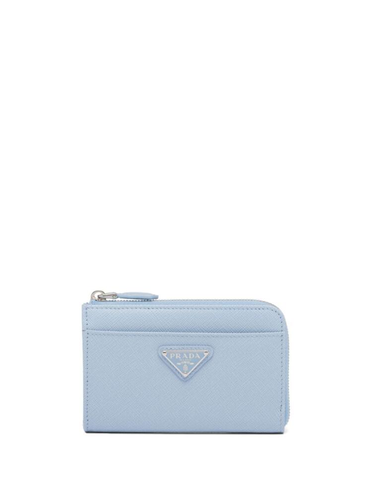 Prada triangle-logo leather keychain - Blue Cover