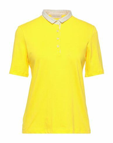 Gran Sasso Woman Polo shirt Yellow Cotton, Elastane Cover