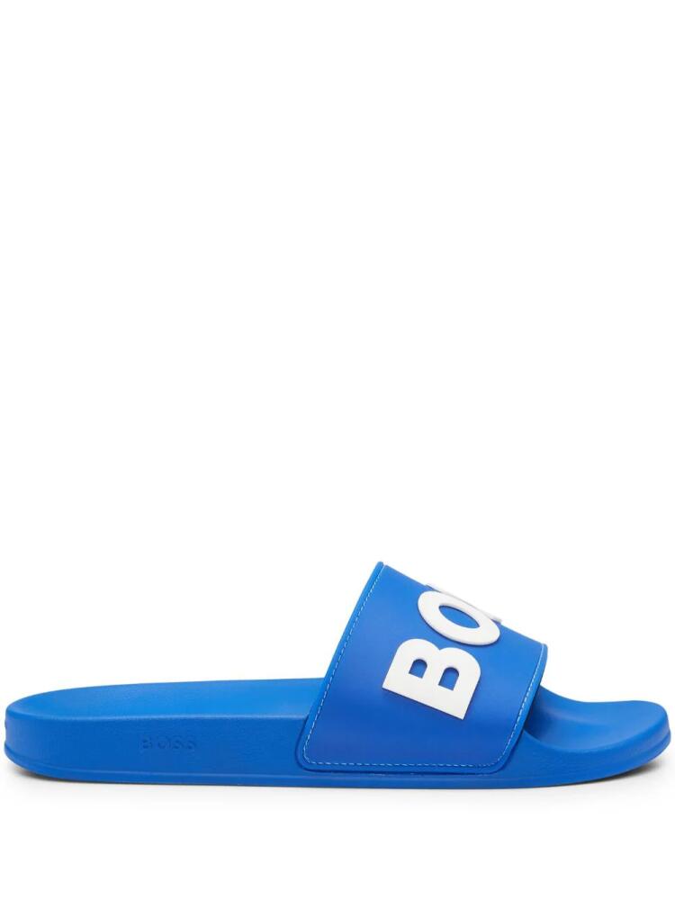 BOSS logo-embossed slides - Blue Cover