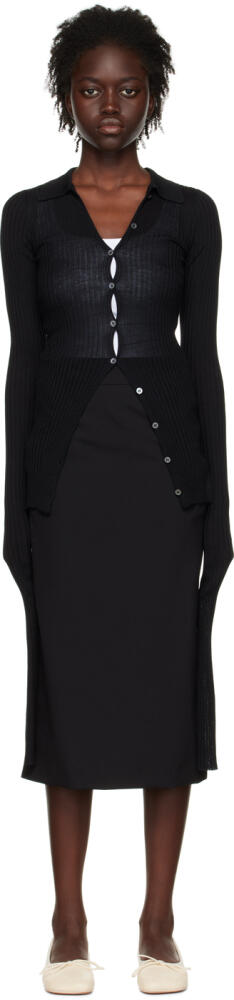 Quira SSENSE Exclusive Black Spread Collar Cardigan Cover