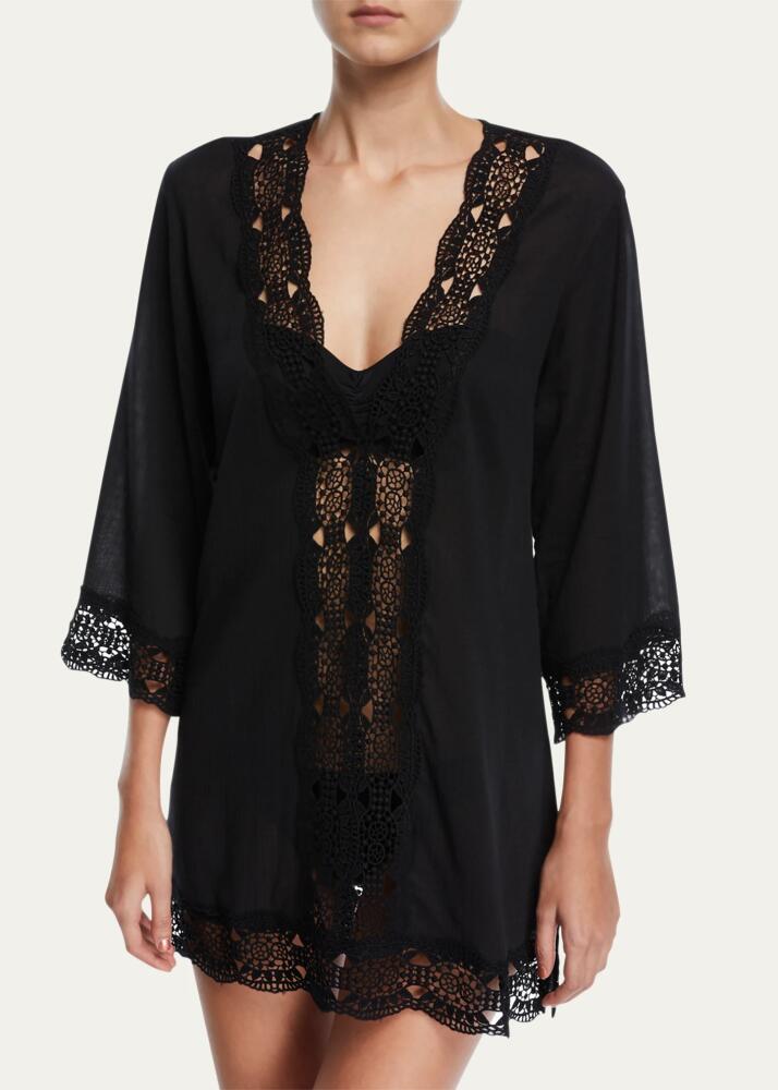 La Blanca Embroidered-Inset Tunic Coverup Cover