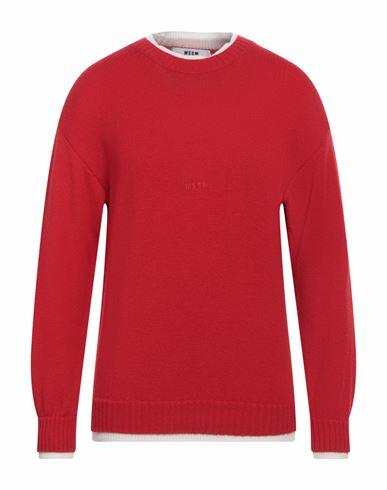 Msgm Man Sweater Red Wool, Cashmere Cover