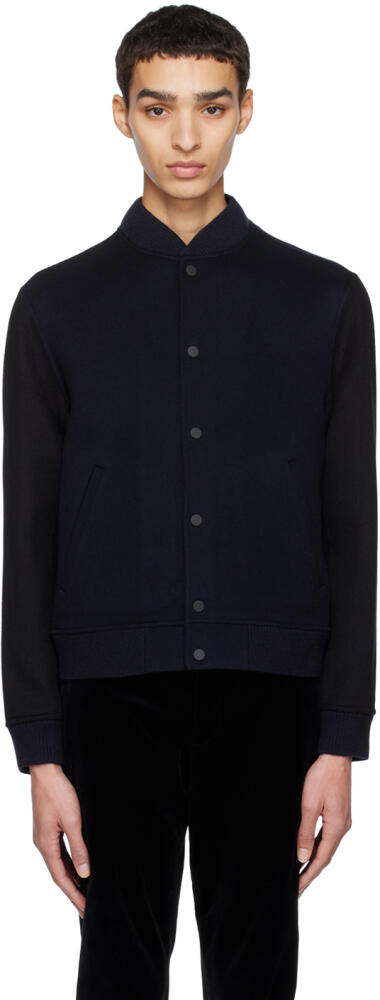 Theory Navy & Black Paneled Bomber Cover