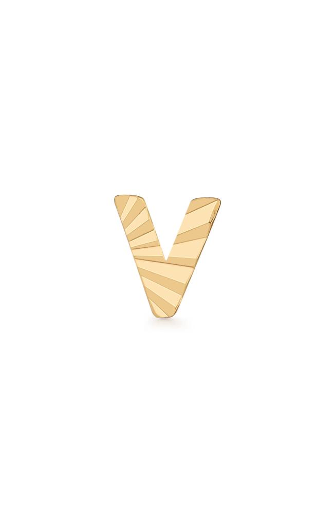 MADE BY MARY Initial Single Stud Earring in Gold - V Cover