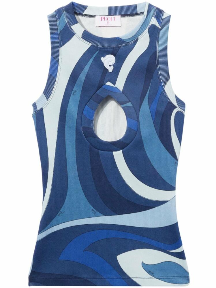 PUCCI Marmo-print tank top - Blue Cover