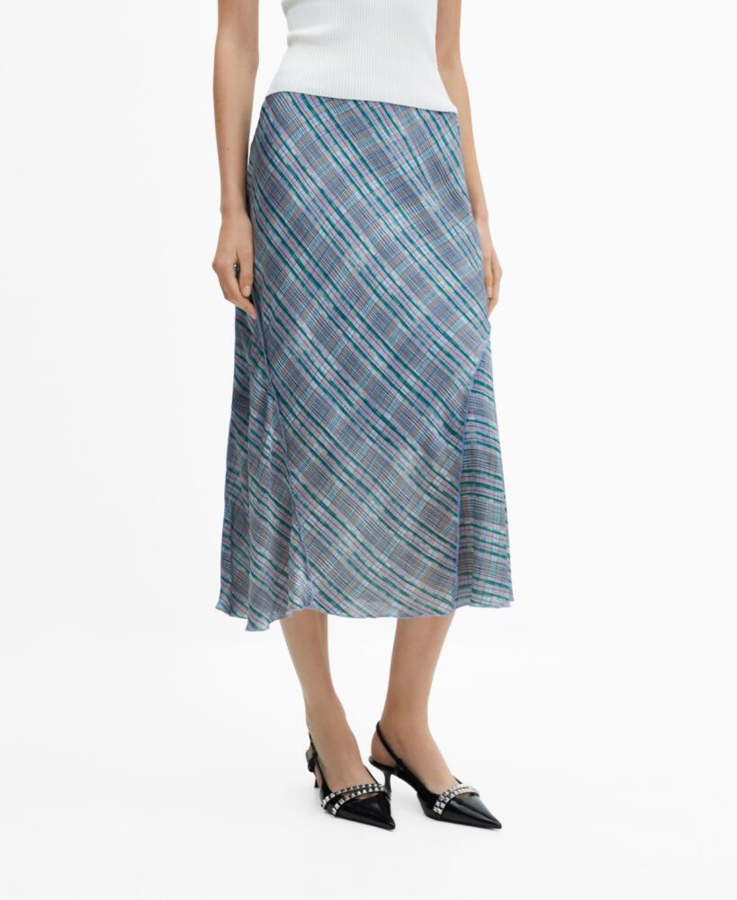 Mango Women's Midi Satin Skirt - Medium Blue Cover