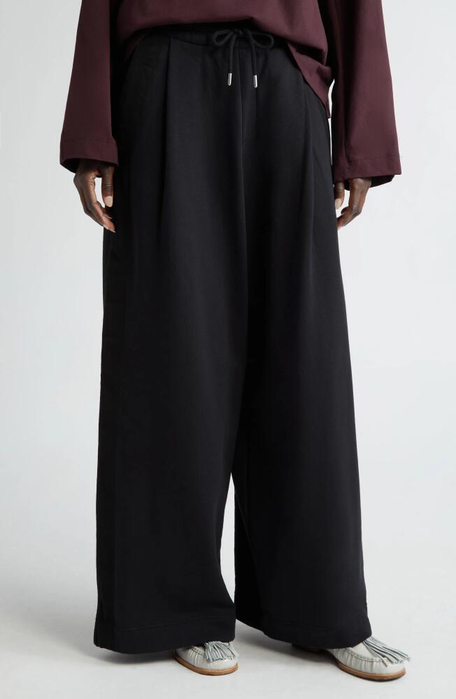 Dries Van Noten Wide Leg Cotton Trouser Sweatpants in Black 900 Cover