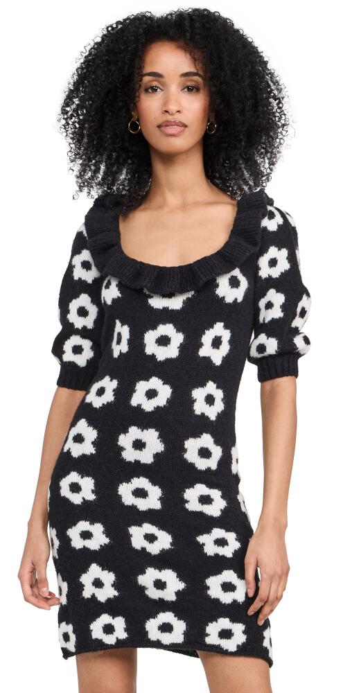 KITRI Eleni Knit Mini Dress Black Tiled Floral Cover