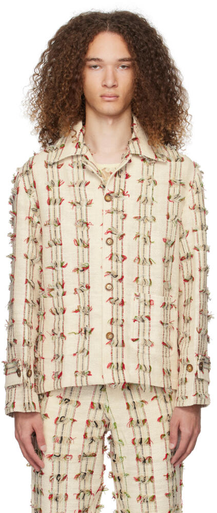 HARAGO Off-White Fringed Jacket Cover