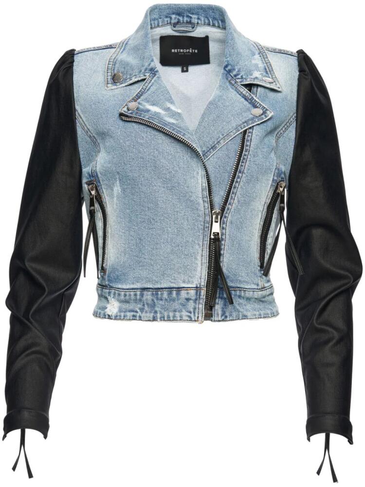 Retrofete Lo panelled denim biker jacket - Blue Cover