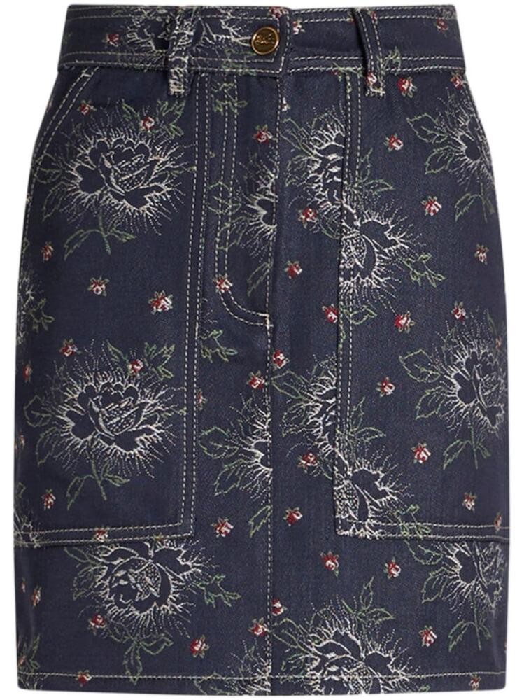 ETRO jacquard denim mini skirt - Blue Cover