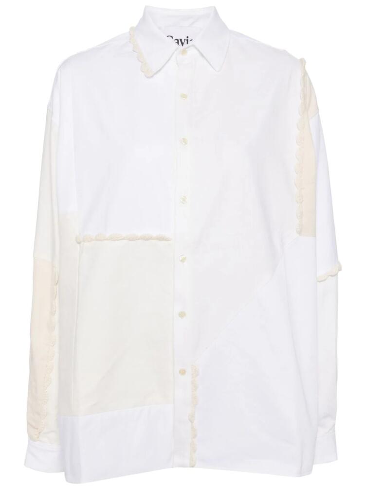 CAVIA panelled crochet-trim shirt - Neutrals Cover