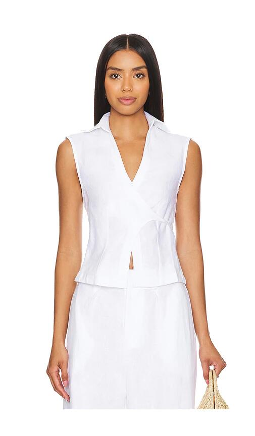 FAITHFULL THE BRAND Antibes Sleeveless Wrap Shirt in White Cover