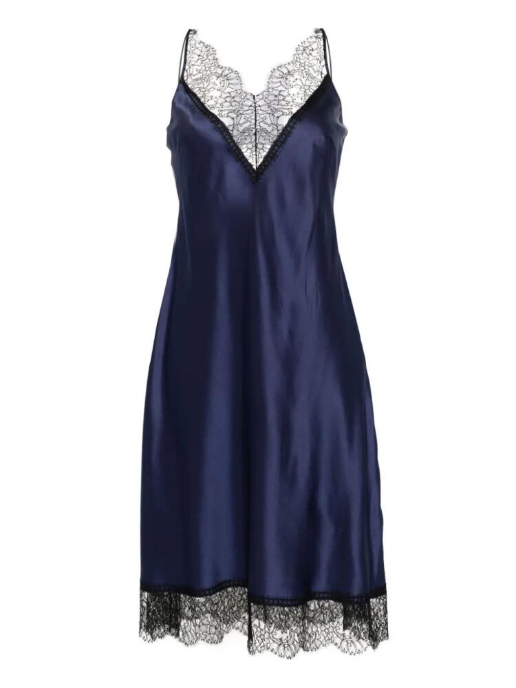 Carine Gilson lace-detail silk nightdress - Blue Cover