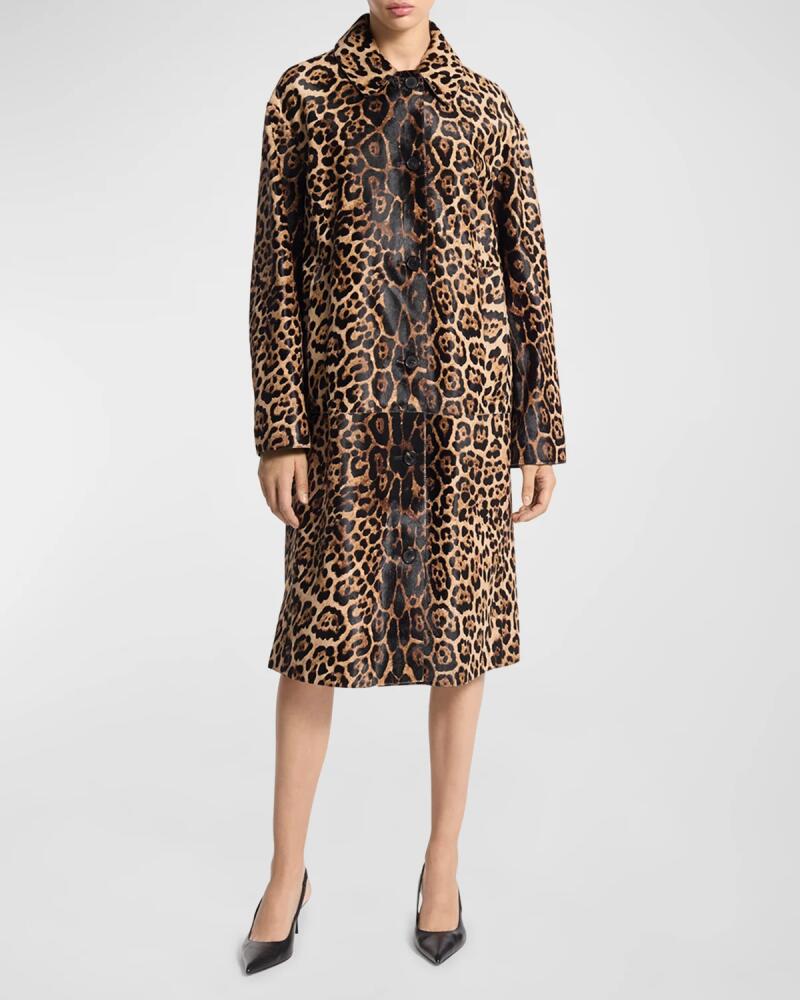 Michael Kors Collection Oversized Jaguar-Print Coat Cover