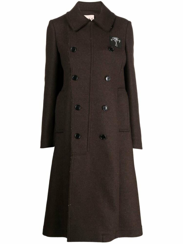 Plan C double-breasted button-fastening coat - Brown Cover