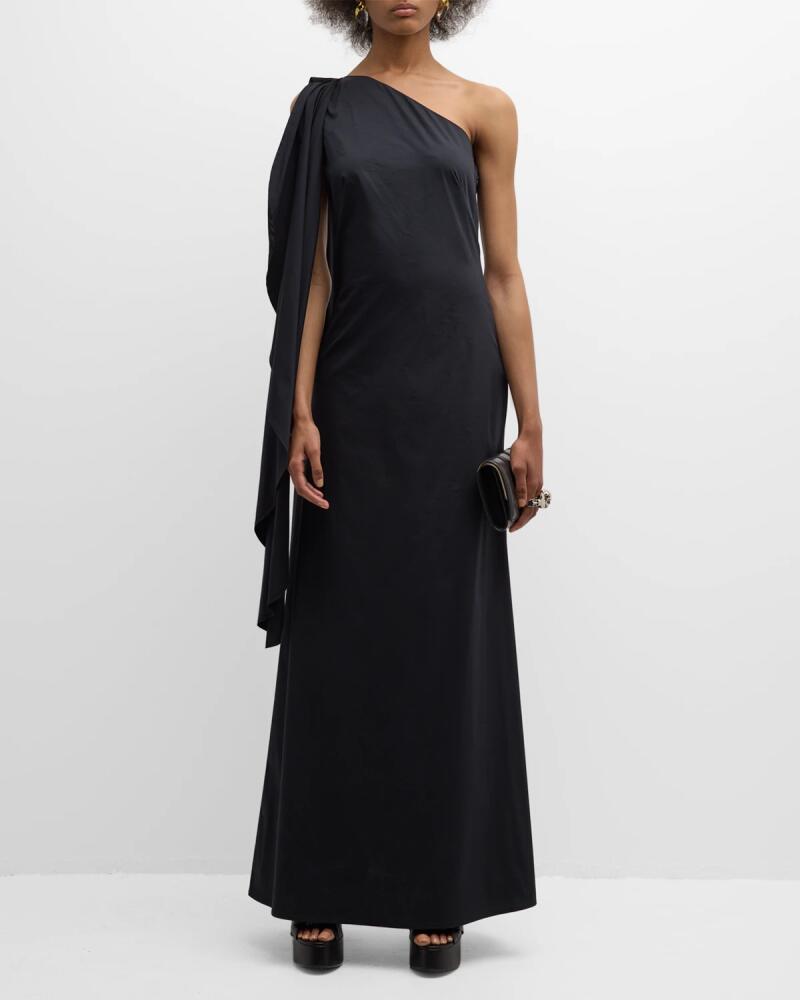 SIMONMILLER Dune One-Shoulder Sash Poplin Gown Cover