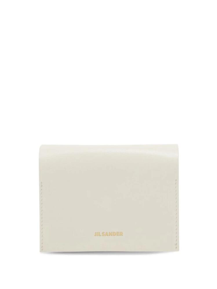 Jil Sander logo-stamp leather card holder - White Cover