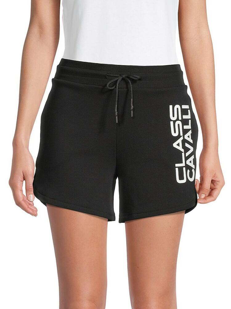 Cavalli Class by Roberto Cavalli Women's Logo-Adorned Drawstring Shorts - Black Cover