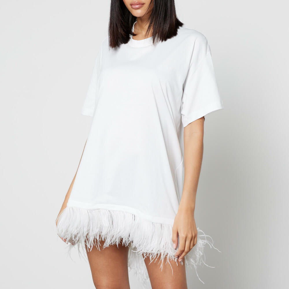 Marques Almeida Feather-Trimmed Cotton-Jersey T-Shirt Dress Cover