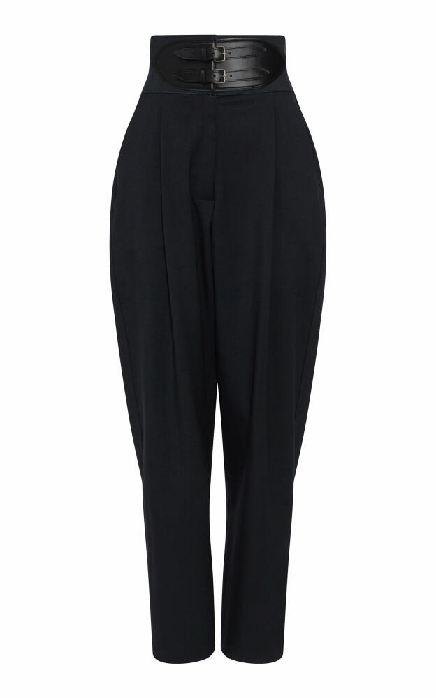 ALAA - Belted Stretch-Wool Cropped Pants - Black Cover