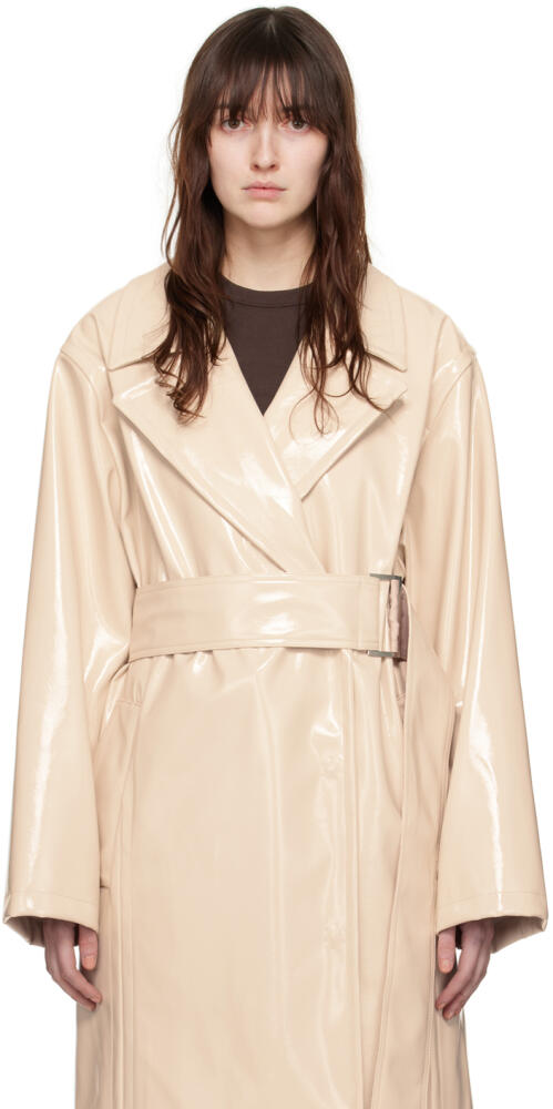 Stand Studio Beige Henriette Faux-Leather Trench Coat Cover